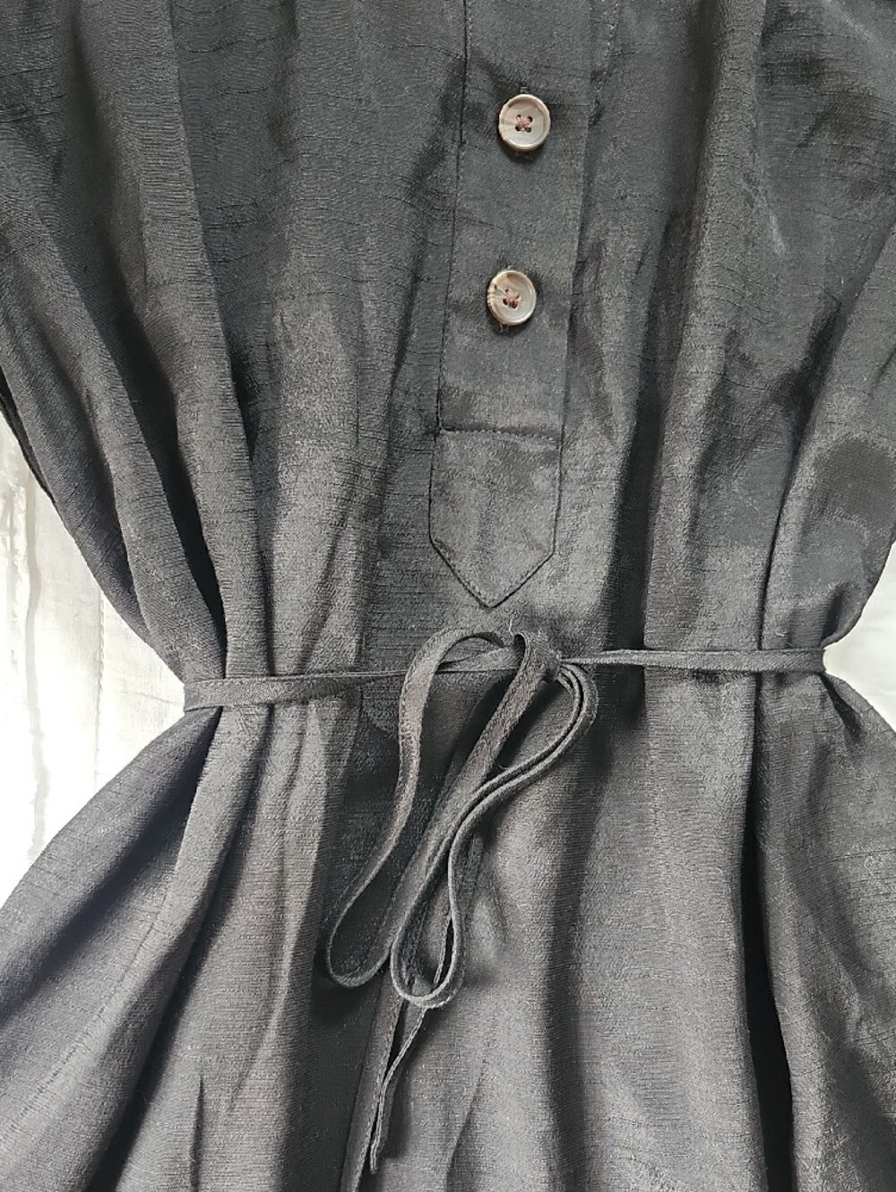 NWT Banana Republic Black Ramie Popover Shift Dress XXS Petite -No Slip Included - Picture 6 of 12